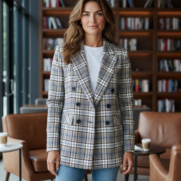 Cara Santana by Apartment 9 Plaid Jacket Size 10 - Picture 10 of 12